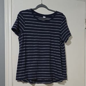 Navy Striped Women's Top